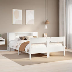 Lit Bibliothèque Sans Matelas Blanc 140x190 Cm Bois Pin Massif Vidaxl