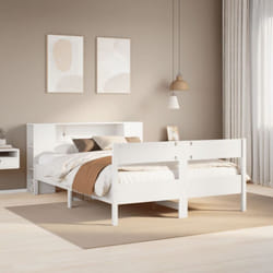 Lit Bibliothèque Sans Matelas Blanc 135x190 Cm Bois Pin Massif Vidaxl
