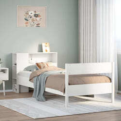 Lit Bibliothèque Sans Matelas Blanc 75x190cm Bois De Pin Massif Vidaxl