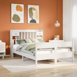 Lit Bibliothèque Sans Matelas Blanc 150x200 Cm Bois Pin Massif Vidaxl
