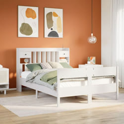 Lit Bibliothèque Sans Matelas Blanc 140x200 Cm Bois Pin Massif Vidaxl