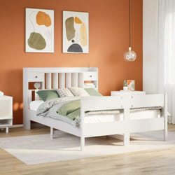 Lit Bibliothèque Sans Matelas Blanc 140x190 Cm Bois Pin Massif Vidaxl
