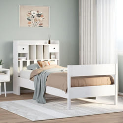 Lit Bibliothèque Sans Matelas Blanc 75x190cm Bois De Pin Massif Vidaxl