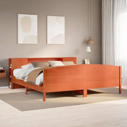 Lit Bibliothèque Sans Matelas Cire Marron 200x200 Cm Pin Massif Vidaxl