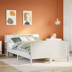 Lit Bibliothèque Sans Matelas Blanc 140x190 Cm Bois Pin Massif Vidaxl