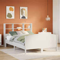 Lit Bibliothèque Sans Matelas Blanc 140x200 Cm Bois Pin Massif Vidaxl