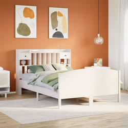 Lit Bibliothèque Sans Matelas Blanc 150x200 Cm Bois Pin Massif Vidaxl