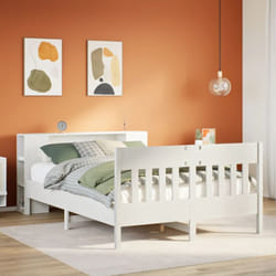Lit Bibliothèque Sans Matelas Blanc 150x200 Cm Bois Pin Massif Vidaxl