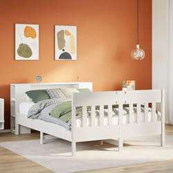 Lit Bibliothèque Sans Matelas Blanc 140x190 Cm Bois Pin Massif Vidaxl