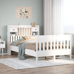 Vidaxl - Cadre De Lit Sans Matelas Blanc 135x190 Cm Bois De Pin Massif
