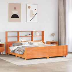 Lit Bibliothèque Sans Matelas Cire Marron 200x200cm Bois Massif Vidaxl