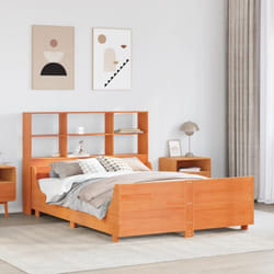 Lit Bibliothèque Sans Matelas Cire Marron 140x200cm Bois Massif Vidaxl