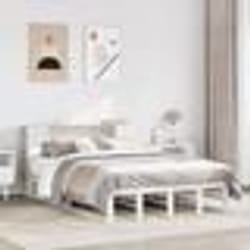 vidaXL Lit bibliothèque sans matelas blanc 140x190 cm bois massif lit meuble de chambre à coucher lit avec rangement lit