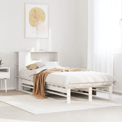 Lit Bibliothèque Sans Matelas Blanc 75x190 Cm Bois Massif Vidaxl