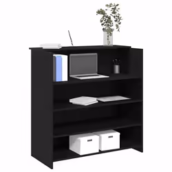vidaXL Bureau de réception chêne noir 100x50x1035cm bois dingénierie comptoir de réception réception de salon comptoir 332416 ...