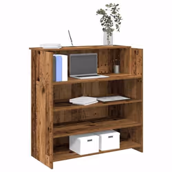 vidaXL Bureau de réception vieux bois 100x50x1035cm bois dingénierie comptoir de réception réception de salon comptoir 332416 ...