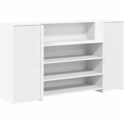 Profitez d'interactions fluides, d'un grand espace de rangement et d'un design polyvalent avec ce bureau de réception doté d' ...