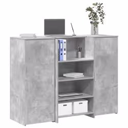 vidaXL Bureau de réception gris béton 135x50x1035cm bois dingénierie comptoir de réception réception de salon comptoir 332419 ...