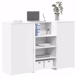 vidaXL Bureau de réception blanc 155x50x1035 cm bois dingénierie comptoir de réception réception de salon comptoir de 3324196