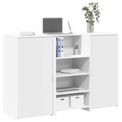 vidaXL Bureau de réception blanc 155x50x1035 cm bois dingénierie comptoir de réception réception de salon comptoir de 3324196