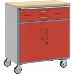 Ce cabinet à outils mobile est fait en acier et en bois d'ingénierie. Pratique et au look industriel, il est rouge vif avec d ...