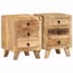 vidaXL Table de chevet 2 pcs 37x32x50 cm bois massif de manguier brut