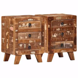 vidaXL Table de chevet 2 pcs 37x32x50 cm bois massif de récupération