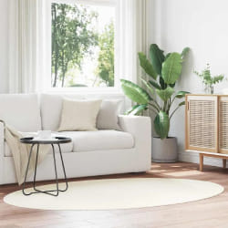 vidaXL Tapis Crème Laine 140x200 cm Ovale