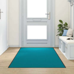 vidaXL Tapis d'entrée Cyan et Noir 120 x 250 cm Polyamide et PVC
