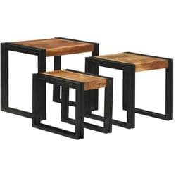 Vidaxl - Table Gigogne 3 Pcs Bois D'Acacia Solide Et Un Métal