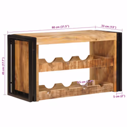 Étagère À Vin 100 X 45 X 33 Cm Bois De Mangue Brut Solide Vidaxl - Vue supplémentaire 2