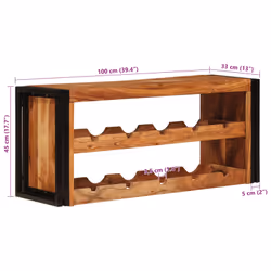 Étagère À Vin Marron 100 X 45 X 33 Cm Bois D'Acacia Massif Vidaxl - Vue supplémentaire 2