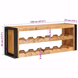 Étagère À Vin 100 X 45 X 33 Cm Bois De Mangue Brut Solide Vidaxl - Vue supplémentaire 2