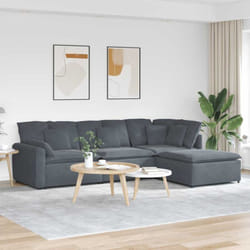 Canapé modulaire et repose-pieds et coussins velours gris foncé Vidaxl