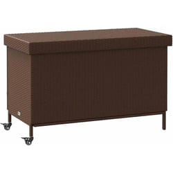 Vidaxl - Boîte de rangement de jardin et roues marron résine tressée