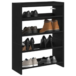 VIDAXL Étagère à chaussures 60x25x81 cm - Noir