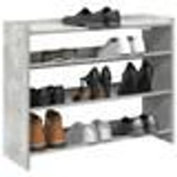 vidaXL Étagère à chaussures gris béton 80x25x62 cm bois dingénierie rangement de chaussures armoire de rangement de 859917