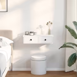 vidaXL Étagère murale avec tiroirs blanc 60x28x15 cm bois dingénierie étagère murale avec armoire meuble de rangement 859941