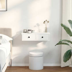 vidaXL Étagère murale avec tiroirs blanc 60x28x15 cm bois dingénierie étagère murale avec armoire meuble de rangement 859941