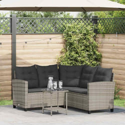 Vidaxl - Canapé de jardin avec table et coussins en forme de l gris