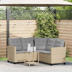 Vidaxl - Canapé de jardin avec table et coussins en forme de l beige