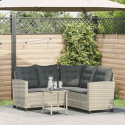 Vidaxl - Canapé de jardin table et coussins en forme de l gris clair