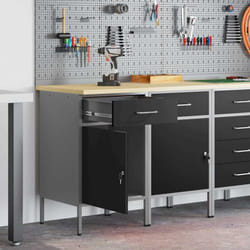 Placard De Travail 2 Pcs Noir Et Gris 100 X 55 X 85 Cm Vidaxl
