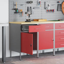 Vidaxl - Placard De Travail 2 Pcs Rouge Et Gris 100 X 55 X 85 Cm