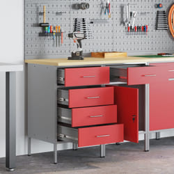 Vidaxl - Placard De Travail 2 Pcs Rouge Et Gris 100 X 55 X 85 Cm