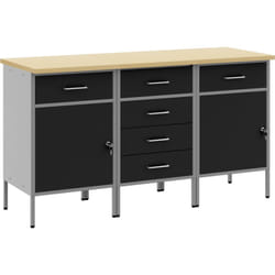 Vidaxl - Ensemble de bureau 3 pièces noir et gris en bois d'ingénierie et acier