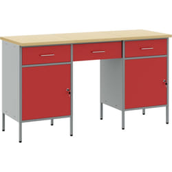 Vidaxl - Ensemble de bureau et table 3 pièces en bois d'ingénierie et acier rouge