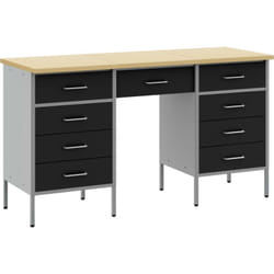 Vidaxl - Ensemble de bureau et table 3 pièces noir en bois composite et acier