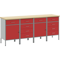 Vidaxl - ensemble de meubles de boulot 4 pièces rouge et gris en bois d'ingénierie et en acier