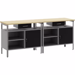 Ce set de bancs d'atelier industriel a deux bancs solides, faits pour être pratiques dans différents ateliers. Fabriqués en a ...